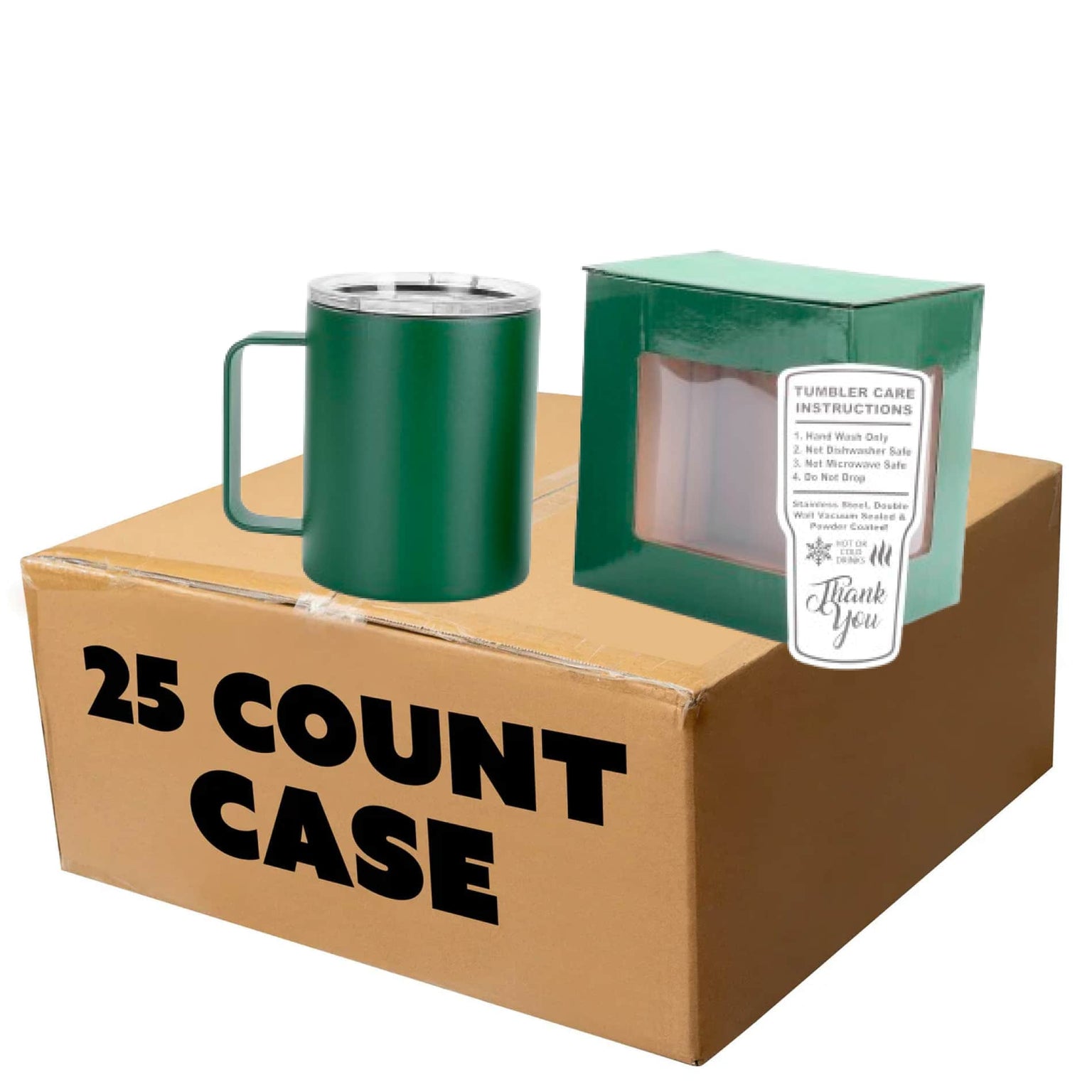 bulk coffee mugs, green, case of 25