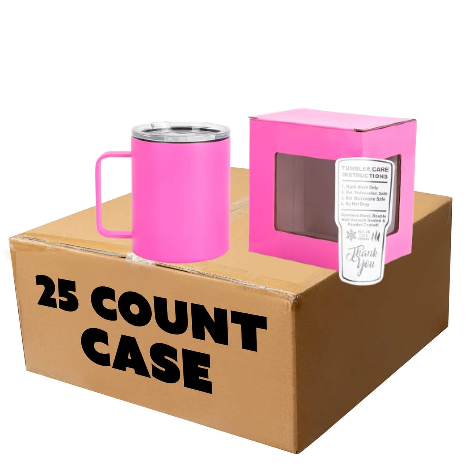 bulk coffee mugs, pink, case of 25