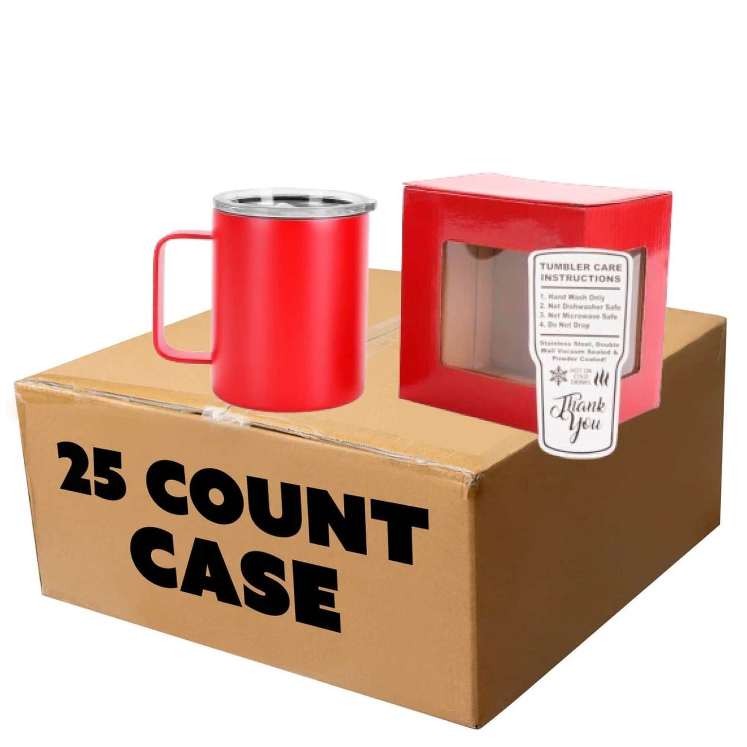 bulk coffee mugs, red, case of 25