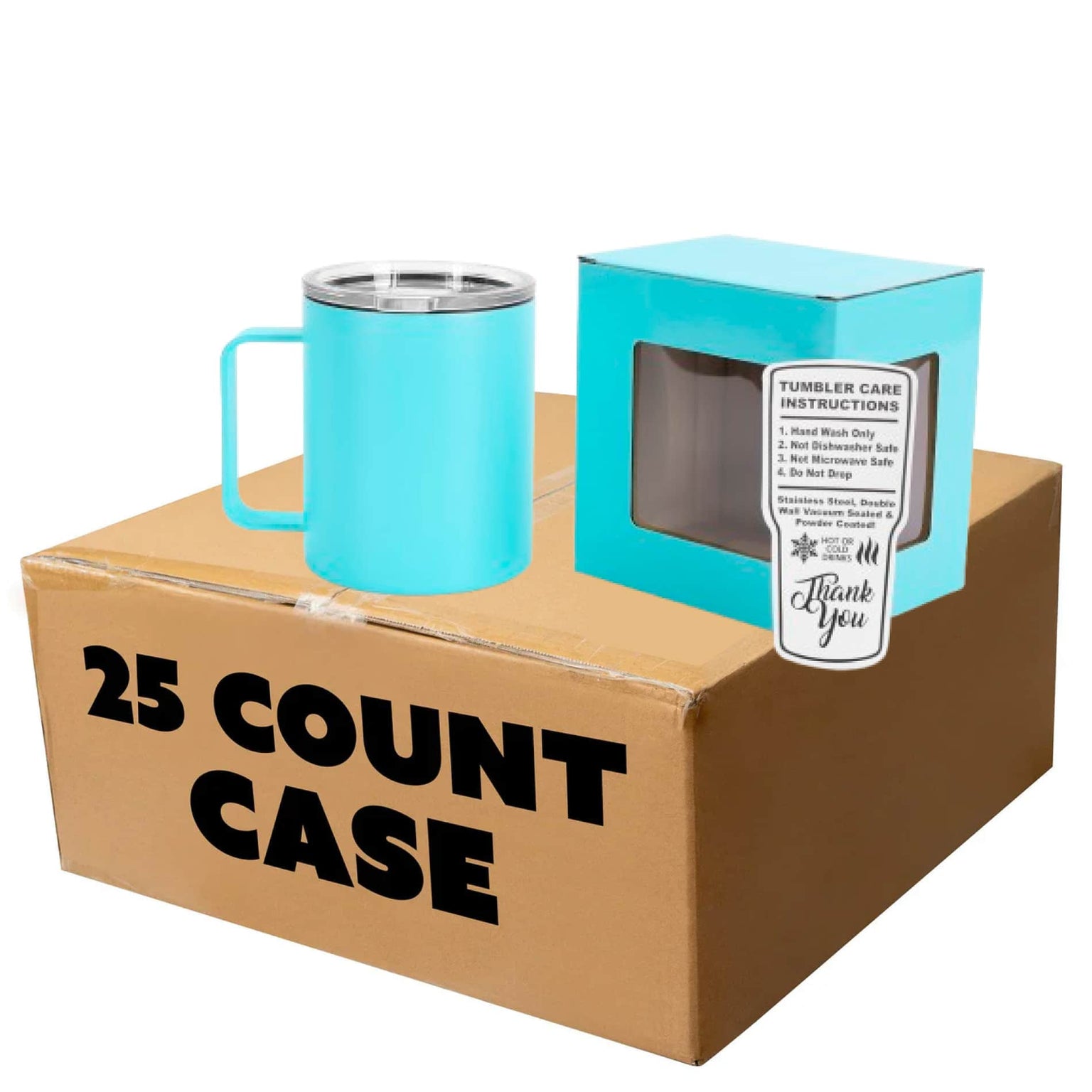 bulk coffee mugs, teal, case of 25