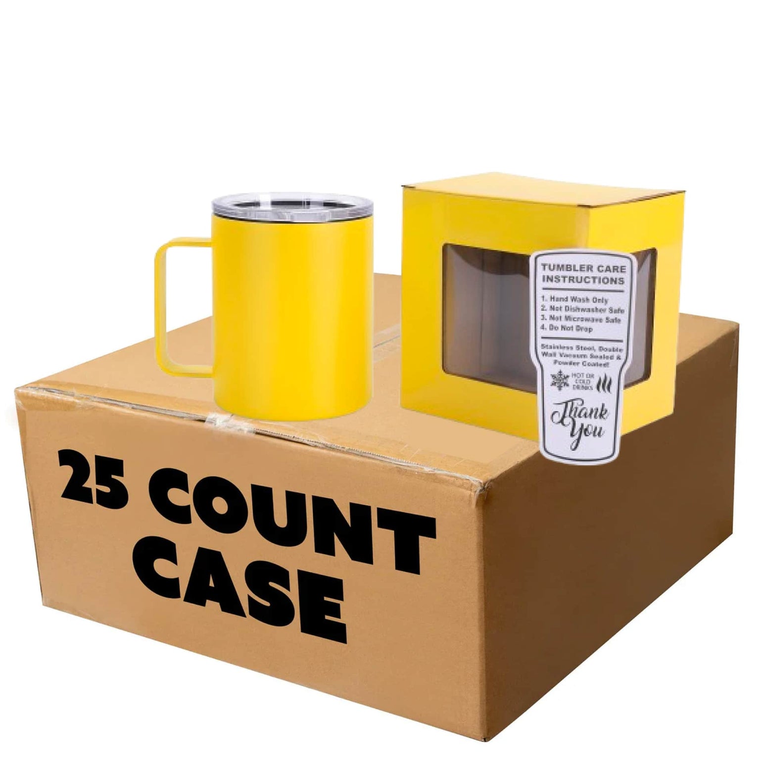 bulk coffee mugs, yellow, case of 25