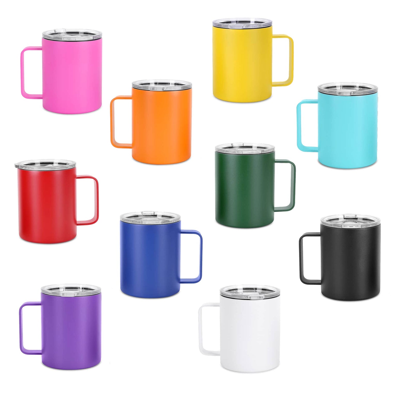 bulk coffee mugs, 10 powder coated colors