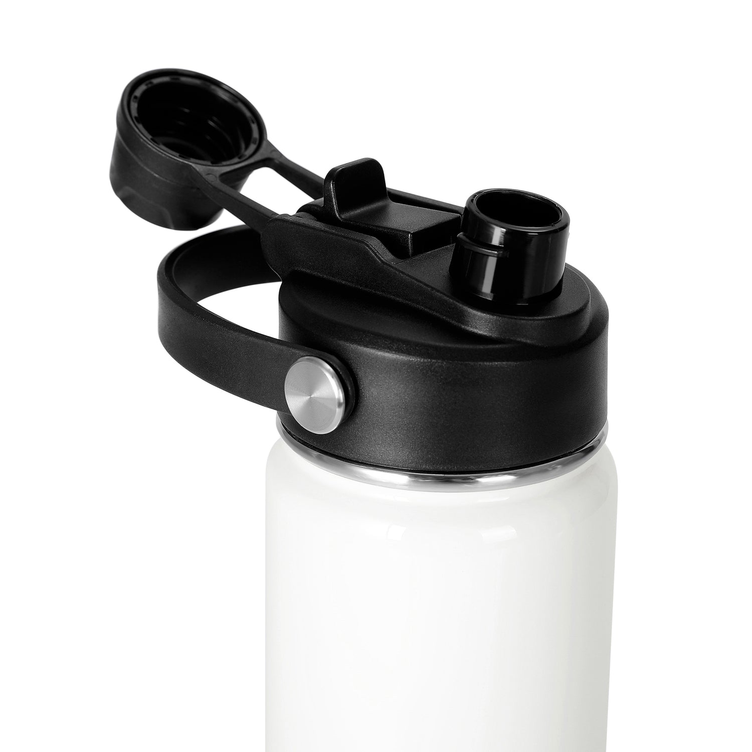 sublimation water bottle, dual lid with chug spout