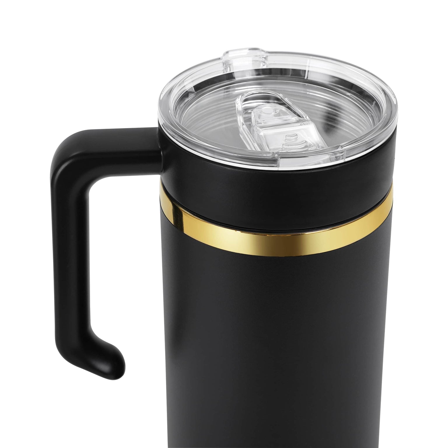 gold plate tumbler, black with handle