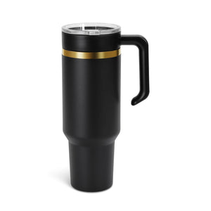 black gold plated tumbler with black handle