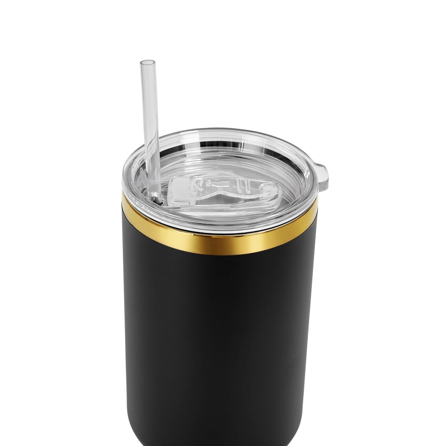 lid and straw black gold plate tumbler