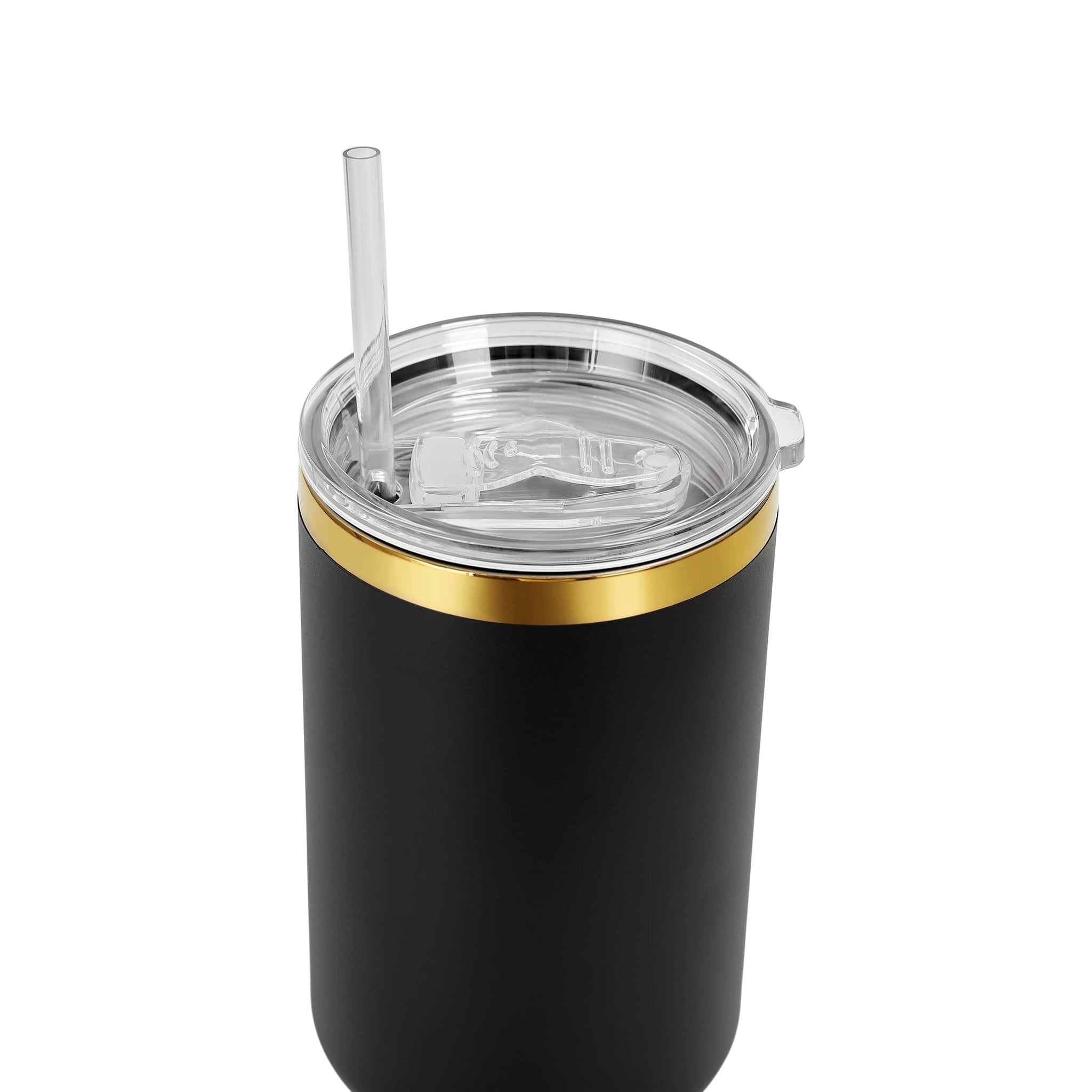 lid and straw black gold plate tumbler