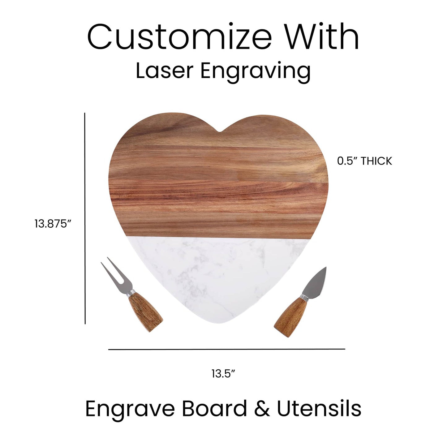 Marble Heart Shaped Serving Set