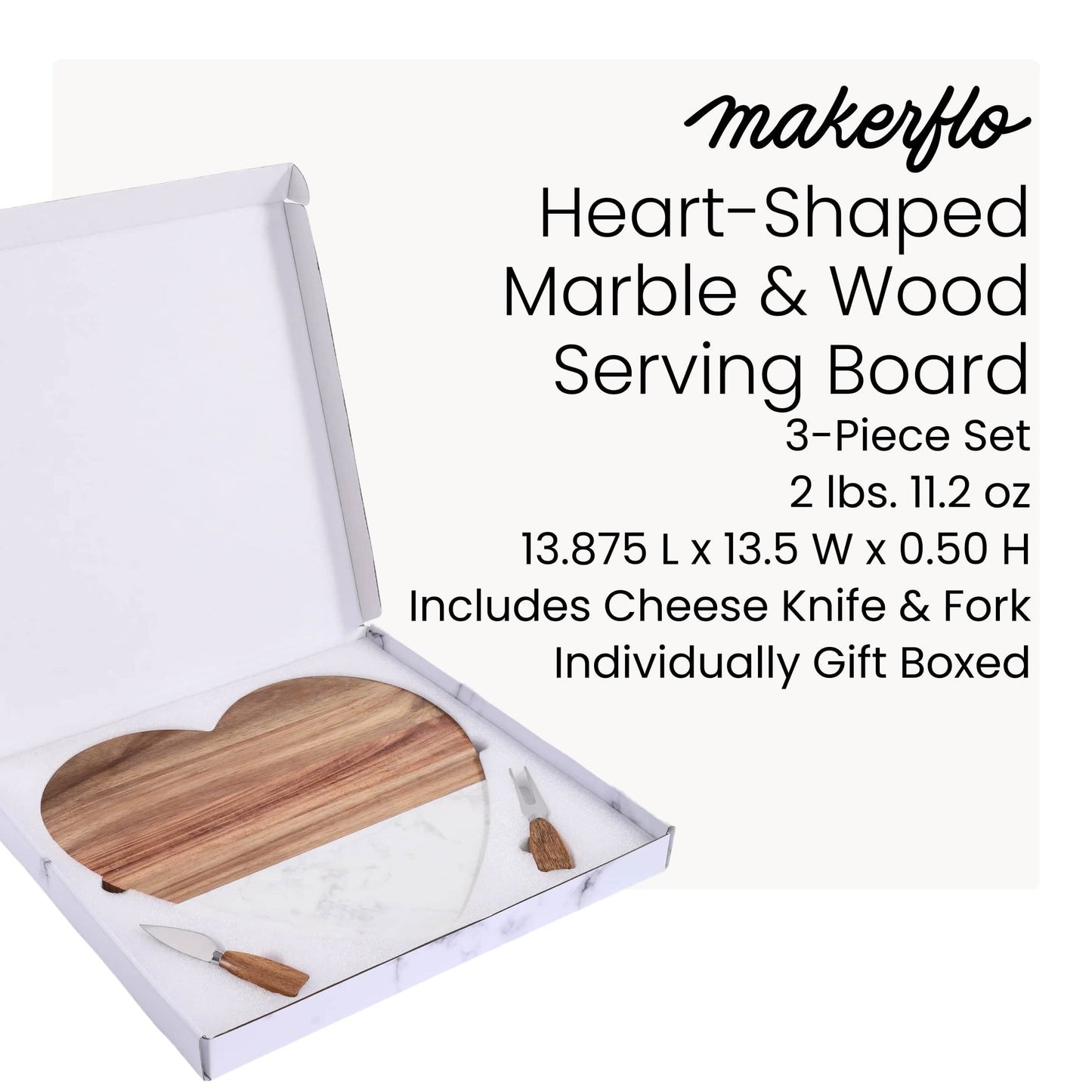 Marble Heart Shaped Serving Set