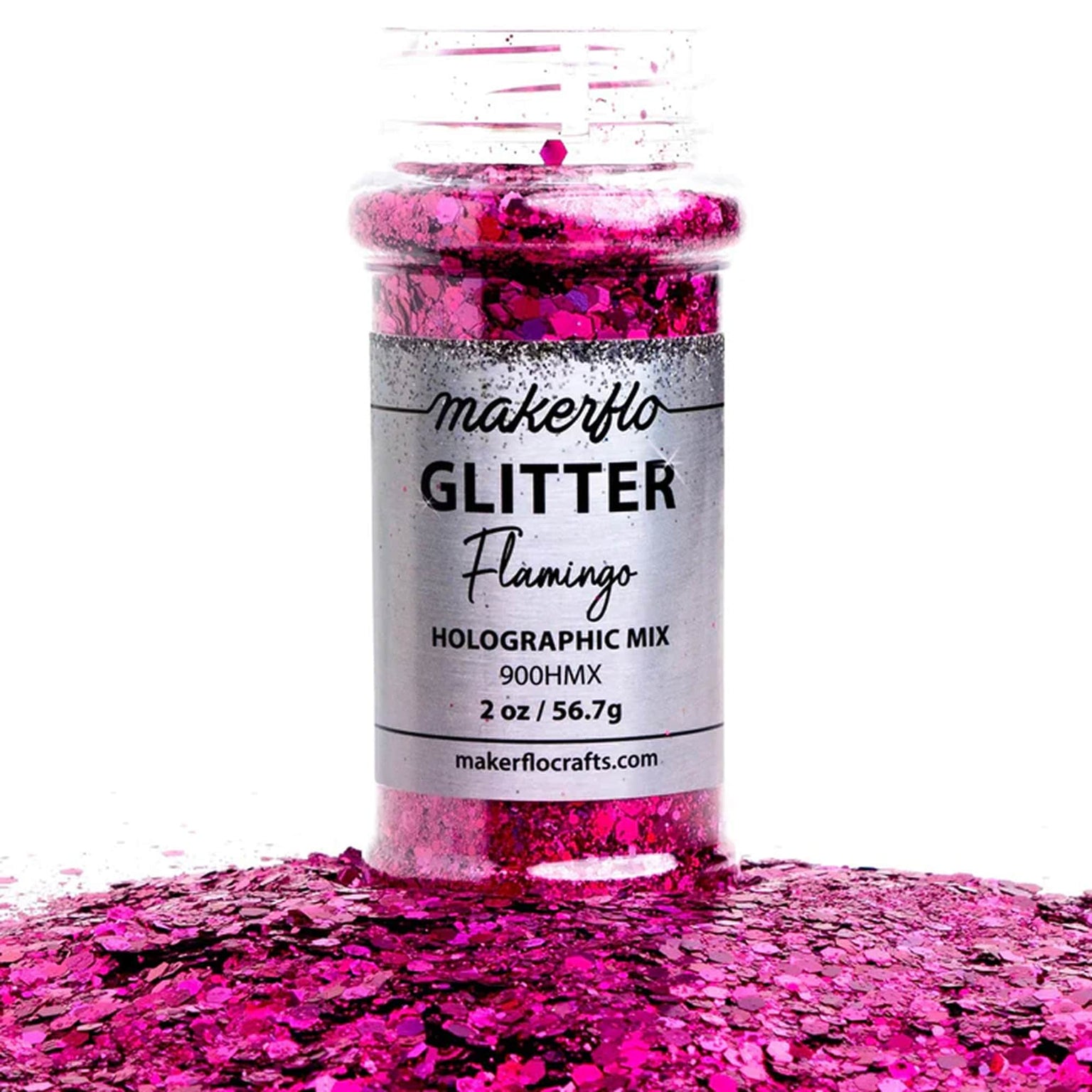 pink glitter, holographic chunky mix in flamingo pink