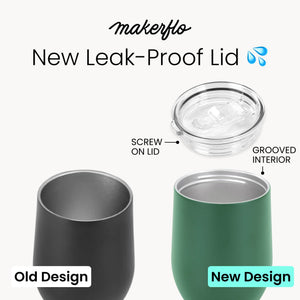 wine tumblers, powder coated, updated with new screw on lid.