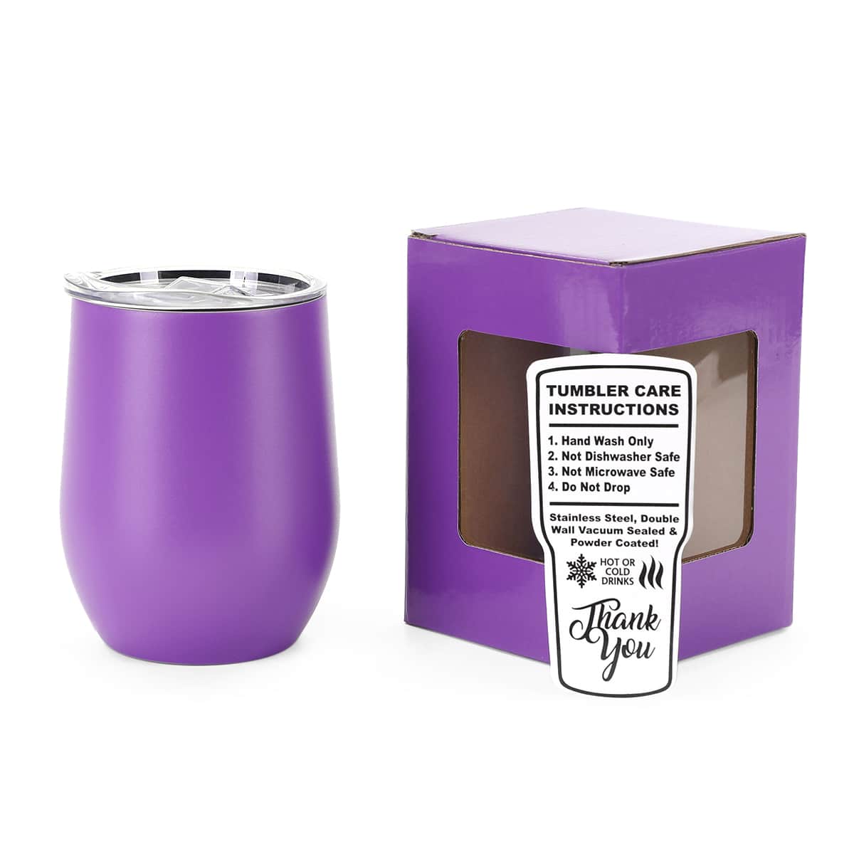 wine tumbler, 12oz, purple, powder coated