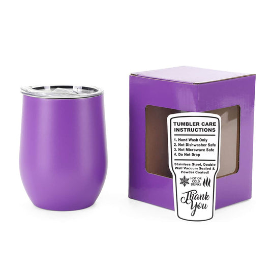 wine tumbler, 12oz, purple, powder coated