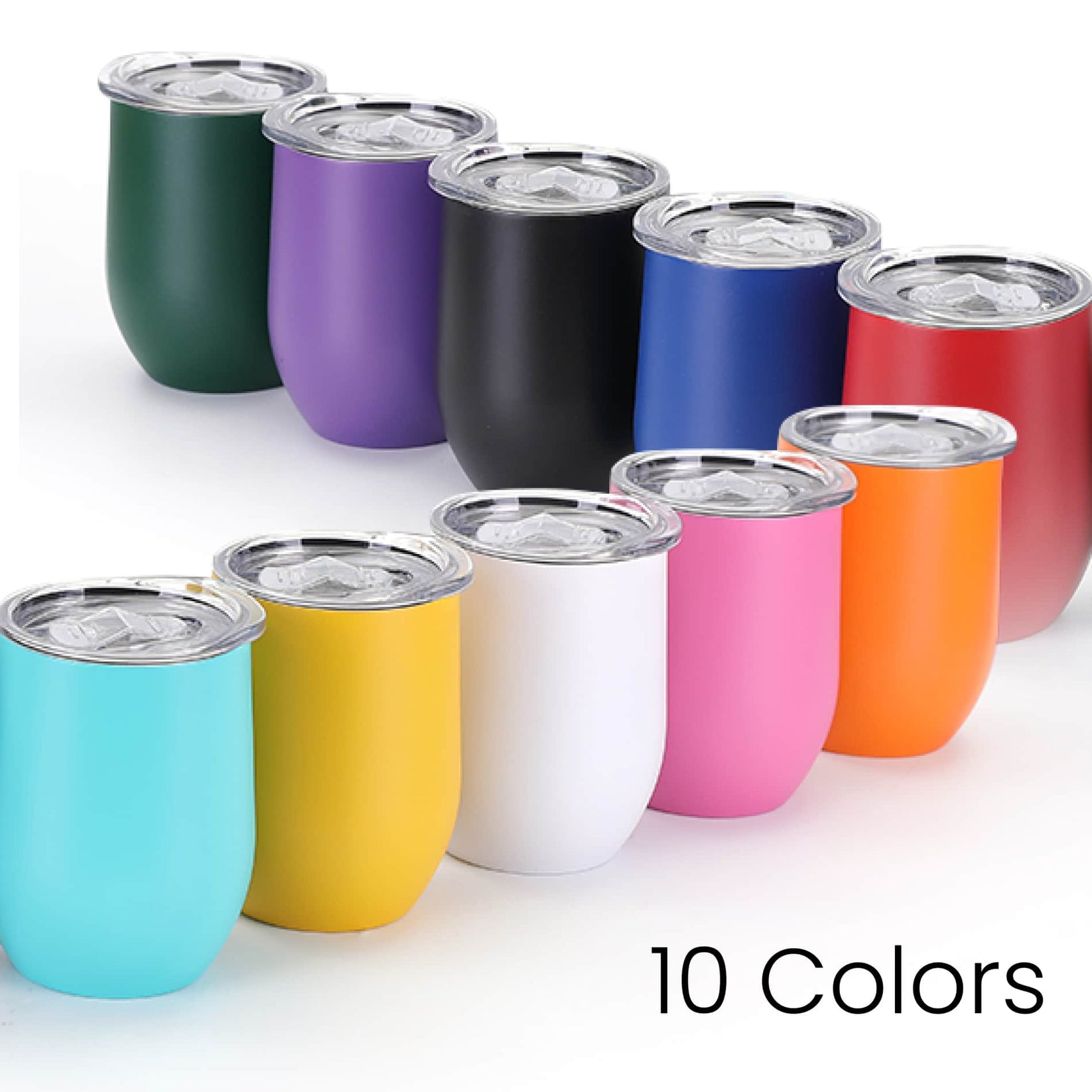 wine tumblers, 12oz, 10 powder coated colors