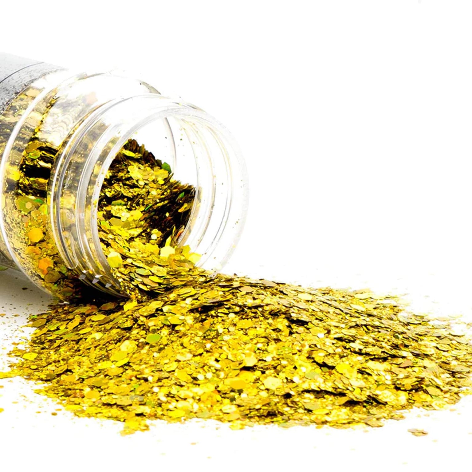 yellow glitter, pot of gold, chunky glitter