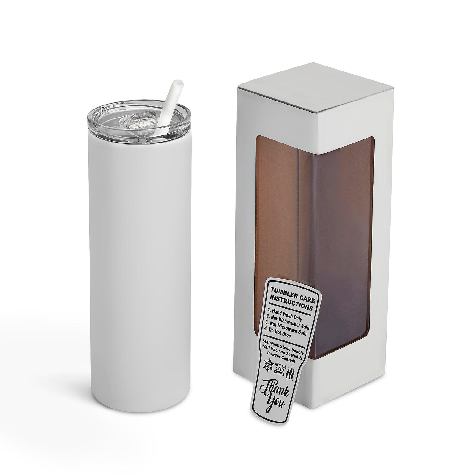 powder coated skinny tumbler white