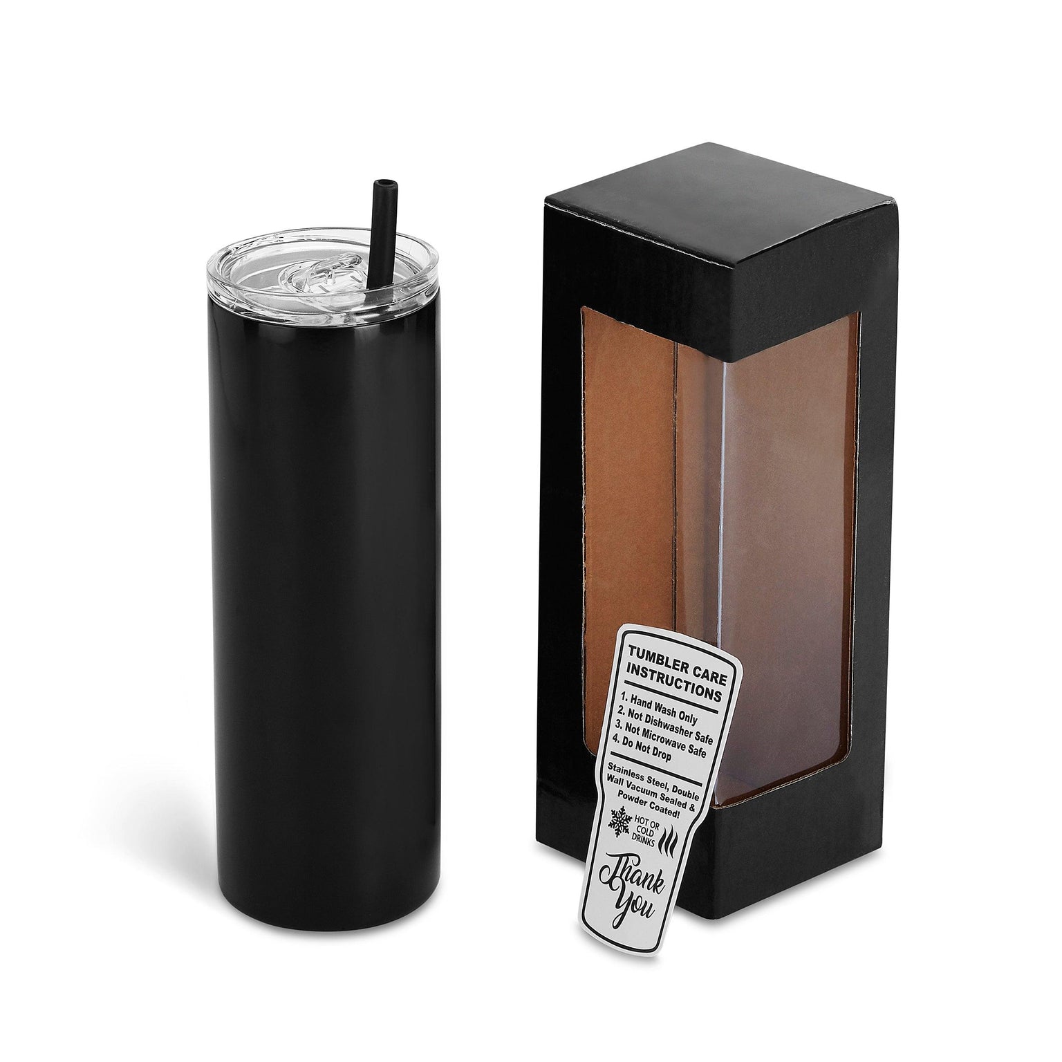 powder coated skinny tumbler black