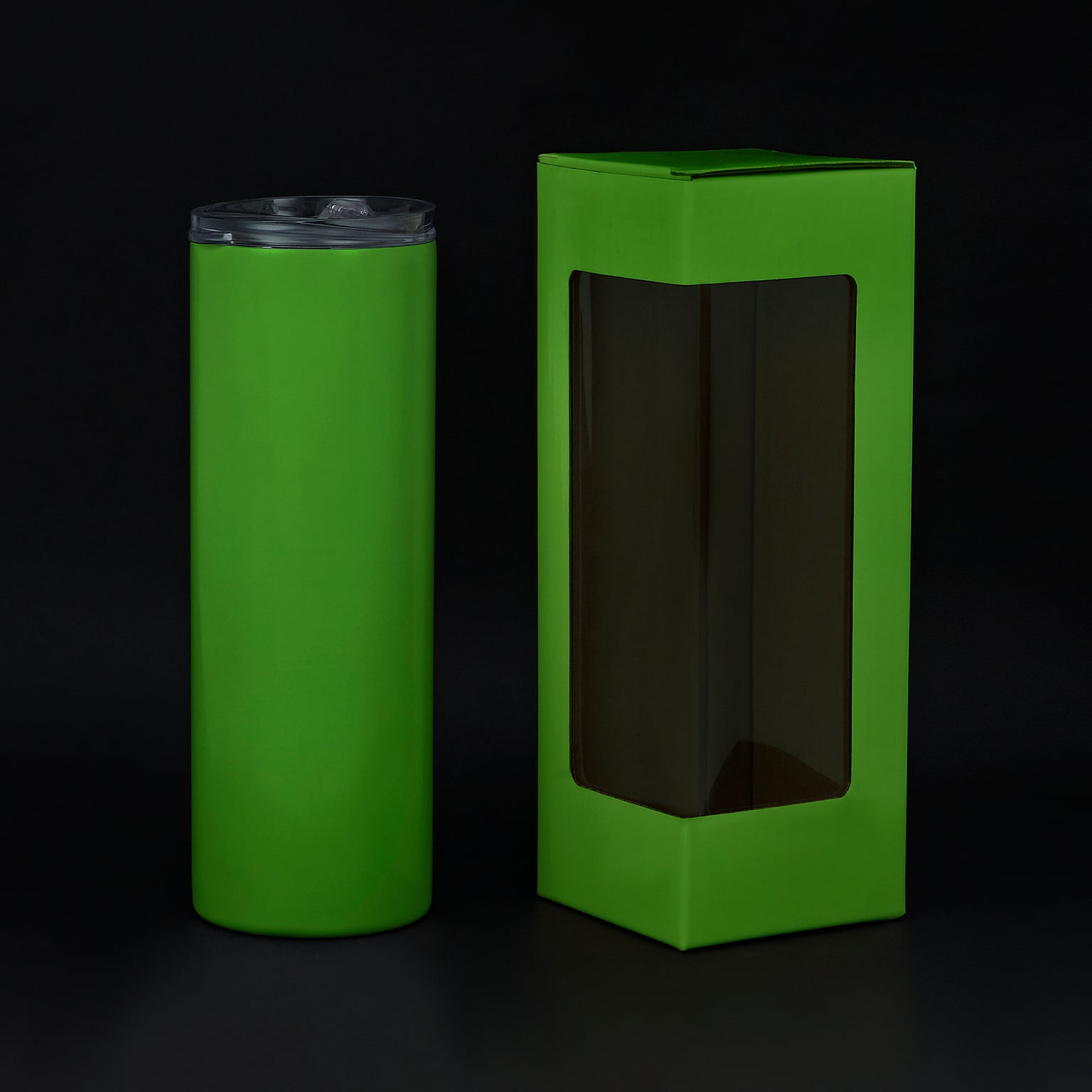 glow in the dark sublimation tumbler, 20oz skinny, glows green in dark